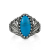 925 Sterling Silver Filigree Art Turquoise Stone Angel Cocktail Ring