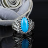 925 Sterling Silver Filigree Art Turquoise Stone Angel Cocktail Ring