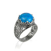 925 Sterling Silver Filigree Art Turquoise Gemstone Cocktail Women Ring