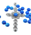 925 Sterling Silver Filigree Art Turquoise Stone Cross Design Pendant Necklace