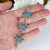 925 Sterling Silver Filigree Art Turquoise Gemstone Link Bracelet