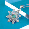 Filigree Art Turquoise Gemstone Sunflower Design Women Silver Pendant Necklace - Filigranist Jewelry