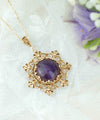 Filigree Gold Plated Silver Flower Amethyst Gemstone Woman Pendant Necklace FiligranIst