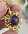 Filigree Gold Plated Silver Flower Amethyst Gemstone Woman Pendant Necklace FiligranIst
