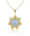Filigree Gold Plated Silver Flower Blue Lace Agate Woman Pendant Necklace FiligranIst