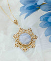 Filigree Gold Plated Silver Flower Blue Lace Agate Woman Pendant Necklace FiligranIst