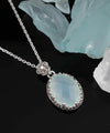 Filigree Silver Aqua Chalcedony Gemstone Woman Oval Pendant Necklace FiligranIst