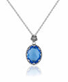 Filigree Silver Blue Quartz Gemstone Woman Oval Pendant Necklace FiligranIst