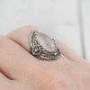 Filigree Silver Daisy Figured Rose Quartz Gemstone Woman Statement Ring