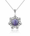 Filigree Silver Flower Figured Amethyst Gemstone Woman Pendant Necklace FiligranIst