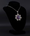 Filigree Silver Flower Figured Amethyst Gemstone Woman Pendant Necklace FiligranIst
