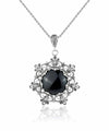 Filigree Silver Flower Figured Black Onyx Gemstone Woman Pendant Necklace FiligranIst