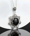 Filigree Silver Flower Figured Black Onyx Gemstone Woman Pendant Necklace FiligranIst