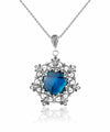 Filigree Silver Flower Figured Blue Abalone Gemstone Woman Pendant Necklace FiligranIst