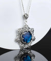 Filigree Silver Flower Figured Blue Abalone Gemstone Woman Pendant Necklace FiligranIst
