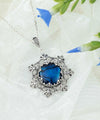 Filigree Silver Flower Figured Blue Abalone Gemstone Woman Pendant Necklace FiligranIst