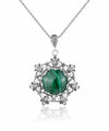 Filigree Silver Flower Figured Malachite Gemstone Woman Pendant Necklace FiligranIst