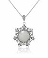 Filigree Silver Flower Figured Mother of Pearl Gemstone Woman Pendant Necklace FiligranIst