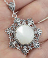 Filigree Silver Flower Figured Mother of Pearl Gemstone Woman Pendant Necklace FiligranIst