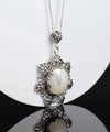 Filigree Silver Flower Figured Mother of Pearl Gemstone Woman Pendant Necklace FiligranIst