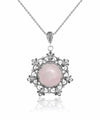 Filigree Silver Flower Figured Rose Quartz Gemstone Woman Pendant Necklace FiligranIst
