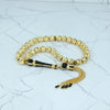 Gold Plated 925 Sterling Silver Black Zirconia Paved Tasbih Curved Beads Rosary Worry Beads