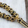 Gold Plated 925 Sterling Silver Black Zirconia Tasbih Rosary Prayer Worry Beads