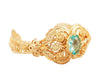 Gold Plated Sterling Silver Filigree Art Blue Topaz Gemstone Women Cuff Bracelet
