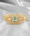 Gold Plated Sterling Silver Filigree Art Blue Topaz Gemstone Women Cuff Bracelet
