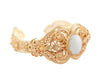 Gold Plated Sterling Silver Filigree Art Mother of Pearl Gemstone Women Cuff Bracelet