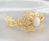 Gold Plated Sterling Silver Filigree Art Mother of Pearl Gemstone Women Cuff Bracelet