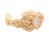 Gold Plated Sterling Silver Filigree Art Rose Quartz Gemstone Women Cuff Bracelet