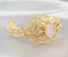 Gold Plated Sterling Silver Filigree Art Rose Quartz Gemstone Women Cuff Bracelet