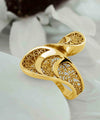 Gold Plated Sterling Silver Filigree Art Women Twisted Bypass Cocktail Ring
