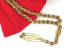 Gold Plated 925 Sterling Silver Red Zirconia Twisted Beads Tasbih Rosary Worry Beads