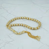 Gold Plated 925 Sterling Silver Zirconia Paved Tasbih Rosary Prayer Cylindrical Worry Beads