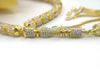 Gold Plated 925 Sterling Silver Zirconia Paved Tasbih Rosary Prayer Cylindrical Worry Beads