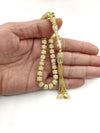Gold Plated 925 Sterling Silver Zirconia Paved Tasbih Rosary Prayer Cylindrical Worry Beads