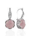 Graceful Filigree Leaf Pattern Rose Quartz Sterling Silver Drop Earrings FiligranIst