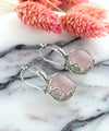 Graceful Filigree Leaf Pattern Rose Quartz Sterling Silver Drop Earrings - Filigranist Jewelry