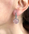 Graceful Filigree Leaf Pattern Rose Quartz Sterling Silver Drop Earrings - Filigranist Jewelry