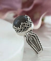 Gray Moonstone Gemstone Filigree Art Women Sterling Silver Cocktail Ring