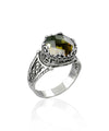 Greek Key Pattern Filigree Art Alexandrite Gemstone Women Silver Cocktail Ring