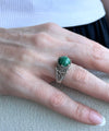 Greek Key Pattern Filigree Art Malachite Gemstone Women Silver Cocktail Ring