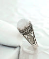 Greek Key Pattern Filigree Art Moonstone Gemstone Women Silver Cocktail Ring