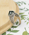 Greek Key Pattern Filigree Art Peridot Gemstone Women Silver Cocktail Ring