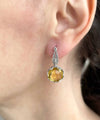 Intricate Filigree Flower Motif Citrine Gemstone Sterling Silver Woman Drop Earrings - Filigranist Jewelry