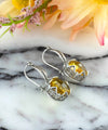 Intricate Filigree Flower Motif Citrine Gemstone Sterling Silver Woman Drop Earrings - Filigranist Jewelry