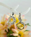 Intricate Filigree Flower Motif Citrine Gemstone Sterling Silver Woman Drop Earrings - Filigranist Jewelry