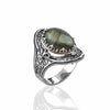 Labradorite Gemstone Filigree Art Woman Silver Statement Ring